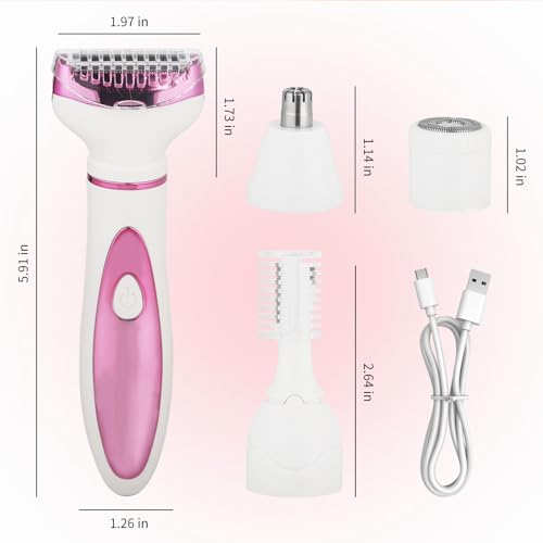 Wet & Dry Electric Razor for Women Men,4 in 1 Rechargeable Led Display Electric Shaver and Facial Hair Remover,Painless Ladies Body Razors for Nose Face Body Leg Bikini Arm Hair