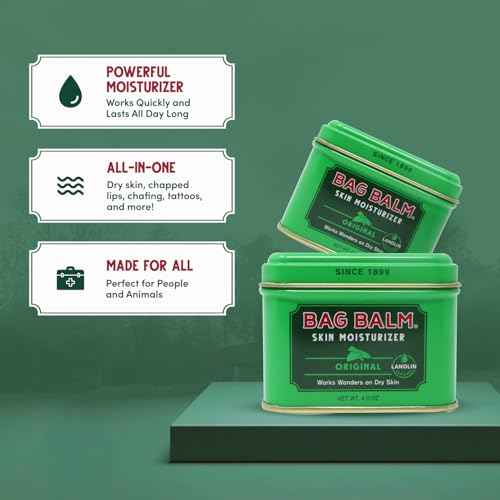 Bag Balm Vermont's Original Skin Moisturizer - Full Body Hydrating Skin Care: Dry Hands, Lips, Face, Feet & More - Unscented, Cruelty & Paraben Free - Day & Night, Men & Women (4oz Tin, Made in USA)
