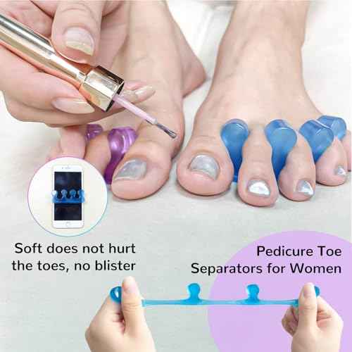 SUNFATT Toe Separators for Pedicure,Toe Separators for Women,Pedicure Toe Spacers for Separating Toenails or Nails,Easy Finger and Toenail Polish Grooming,Soft Gel Toe Spacers Pedicure Kit.