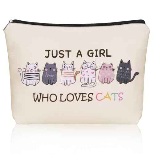 Cat Makeup Bag For Cat Lover Gift: Cute Cosmetic Bag Just A Girl Who Love Cats Themd For Daughters, Sisters, Friends,Teen Girl & Women.Ideal Gifts For Travel, Birthdays, Graduation & Christmas.