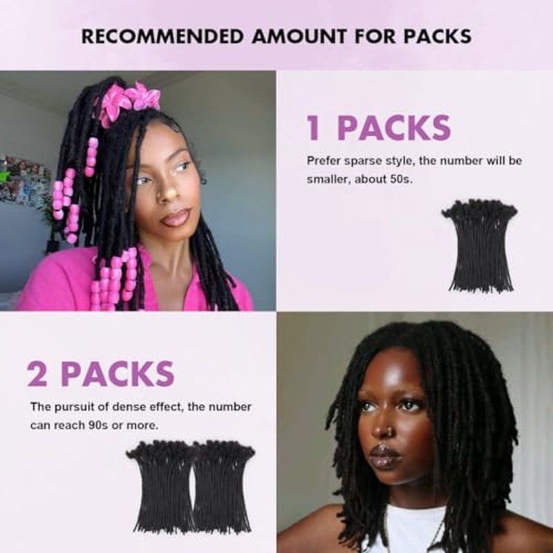 6 inch 50 Strands Loc Extensions Human Hair, 0.4cm Width 100% Human Hair Dreadlock Extensions for Men/Women, Can be Dyed Soft Dreads Extensions,1b