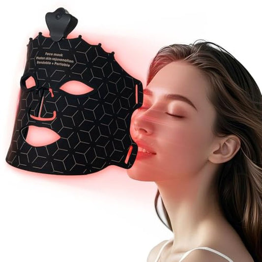 SUERBEATY Red Light Mask, 7 Colors Red Light Mask for Face, Cordless & Portable for Home & Travel, Rechargeable, Lightweight, Facial Skin Care for Women - Mom, Sister, Girlfriend and Wife - Black