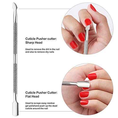 YINYIN Professional Stainless Steel Nippers, Cutter Clippers, Cuticle Remover, Trimmer with Pusher, Pedicure Manicure Tools for Fingernails and Toenails, Sliver