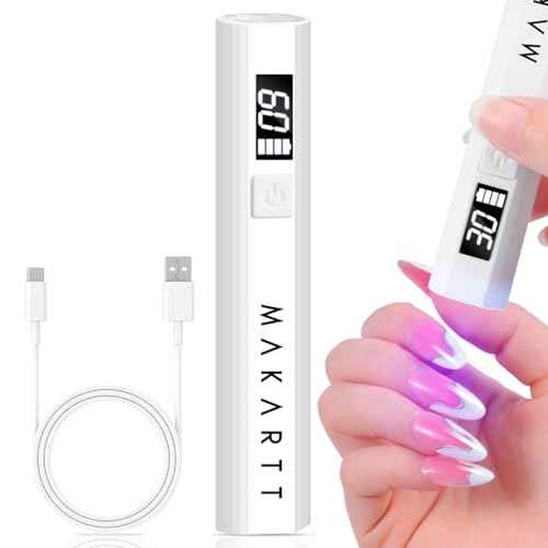 Makartt UV Light for Gel Nails: Handheld Mini Flash Cure Lamp Portable Lumi?re Nail Dryer for Curing Gel Polish Nail Glue Rechargeable USB Nail Light with LCD 2 Timer for Fast Drying Home Salon Use
