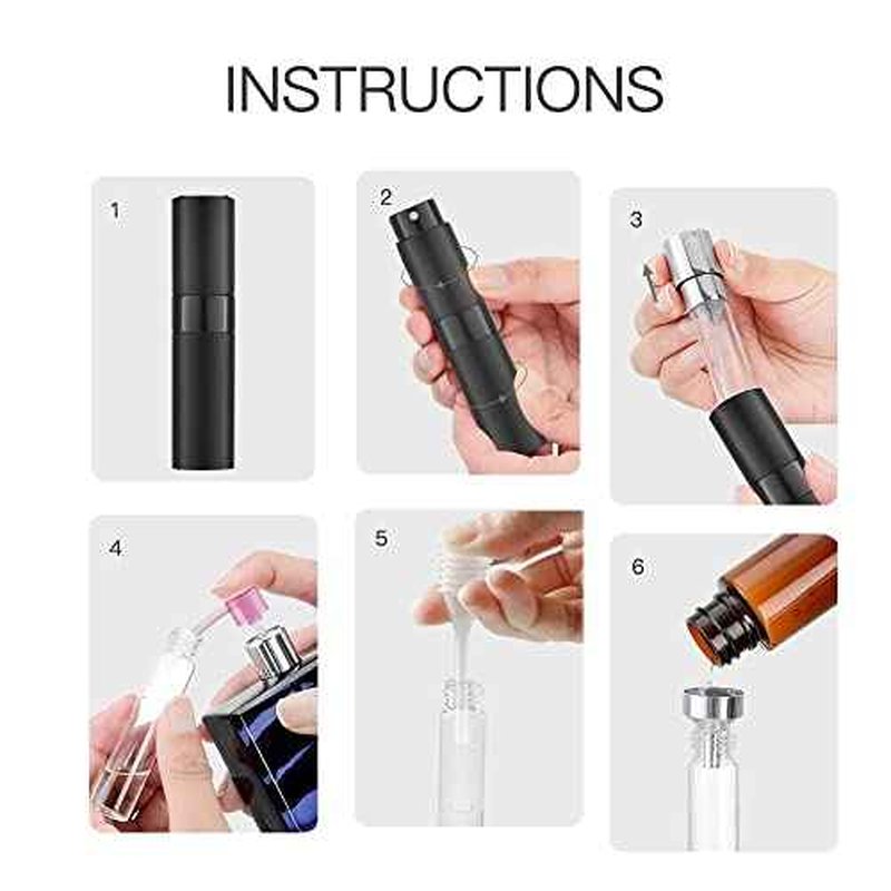 Lisapack 8ML Atomizer Perfume Spray Bottle for Travel (3 PCS) Empty Cologne Dispenser, Portable Sprayer (Black, Silver, Brown)