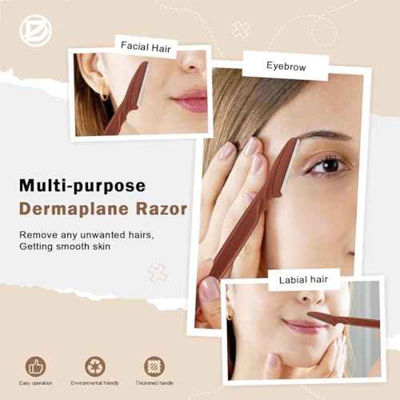 D Dermaplane Razor for Women Face - 6PCS Face Razors for Women - Eyebrow Razor with Precision Cover - Face Shaver for Men - Facial Hair Removal for Men - Neutral