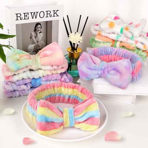 6 Pack Spa Headband for Women Makeup Skincare Headband Soft Coral Fleece Bow Hairband Goody Bag Stuffers Party Favors Christmas Stocking Stuffers for Woman Adult Teen Spa Gifts For Women Gifts Basket