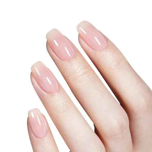 AILLSA Milky Pink Nude Gel Nail Polish, 15ml Translucent Soak Off UV LED Light Cure Gel Polish, Long Lasting for French Nail Art Salon DIY Manicure at Home