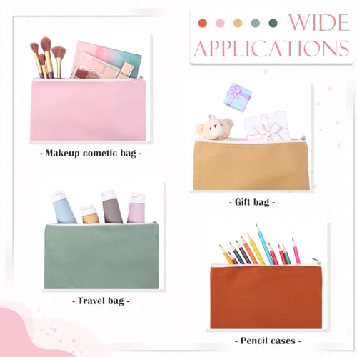 Reginary 10 Pcs Canvas Makeup Bags Bulk for Women Blank DIY Pencil Pouch Travel Toiletry Cosmetics Bags Gift for Christmas Breast Cancer Awareness Thanksgiving Wedding Nurses Teacher(Boho Color)