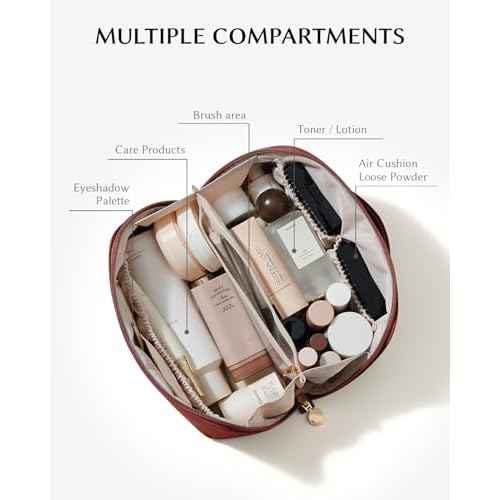 EACHY Travel Makeup Bag,Large Capacity Cosmetic Bags for Women,Waterproof Portable Pouch Open Flat Toiletry Bag Pattern Makeup Bag