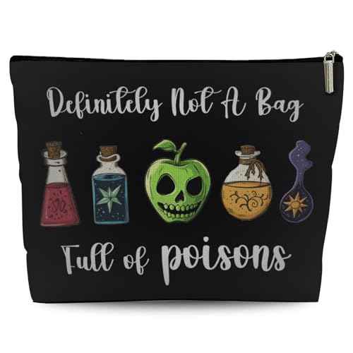 Definitely Not A Bag Full of Poisons Makeup Bag, Witchy Gifts for Women, Villains Inspired Cosmetic Bag with Zipper