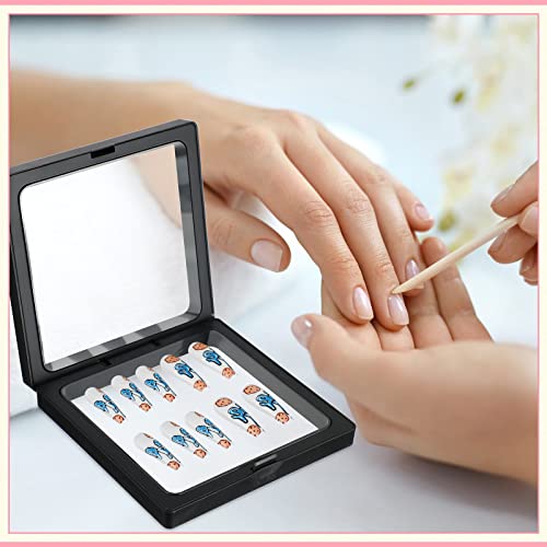 meekoo 30 Pcs Press on Nail Packaging Box with 90 Pcs Adhesive Double Sided Tape Artificial Nail Display Case Storage Container Box Acrylic Packaging Organizer for Art Home Salon(Black)