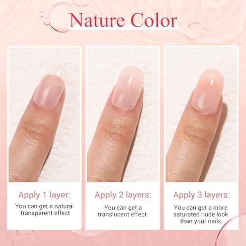 AZUREBEAUTY Translucent Dip Powder - Nail Bed Color 2Oz/56g, Sheer Nude Semi-transparent Clear Soft Peach Pink Dipping Powder Crystal Natural Nail Art Starter Manicure Salon DIY Home for Starter Gift