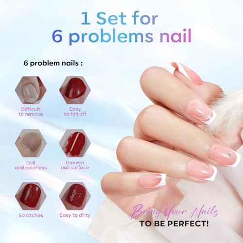 modelones Gel Top Coat, 15 ml 2025 Upgrade Super Shiny Base and Top Coat Set, Soak Off Nail Lamp Acid Free No Wipe Clear Base Top Gel Nail Polish