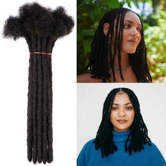 0.2-0.8cm Locs 8-18 I nch 20 Strands 100% Real Human Hair Dreadlock Extensions for Man/Women Permanent Loc Extensions Bundles Can Be Dyed Bleached Curled & Twisted (0.8CM, 1B, 16 INCH)