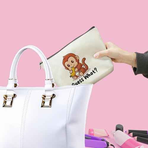 Funny Cute Makeup Bag Monkey Gifts for Girls Monkey Supplies Accessories Cosmetic Bag for Women Girls Daughter Animal Lovers Sister Best Friends Pet Coworker Graduation Mothers Day Christmas Birthday