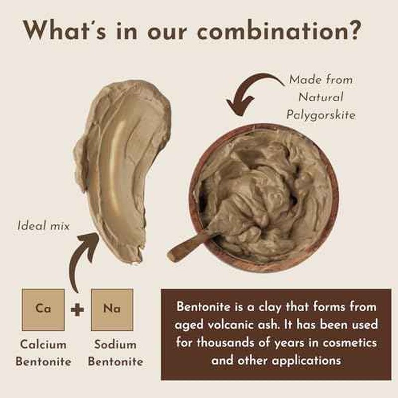 Bentonite Clay Powder For Face, Body & Hair, Deep Pore Cleansing & Detox, Indian Healing Calcium & Sodium Clay, For Masks & Bath 16 oz (454g)