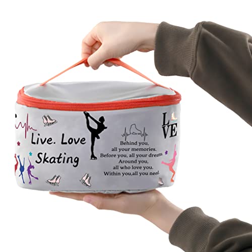 PXTIDY Ice Skating Gifts Skating Cosmetic Organizer Bag Live Love Figure Skating Gifts Makeup Case Skate Lover Gift for Women Skating Team Gift(-LT)