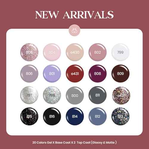 beetles Gel Polish Kit, Nude Gray Pink Blue Burgundy Glitter Gel Polish Set Modern Muse Collection with 3Pcs Base Matte Glossy Top Coat Soak off Uv Gel for Women