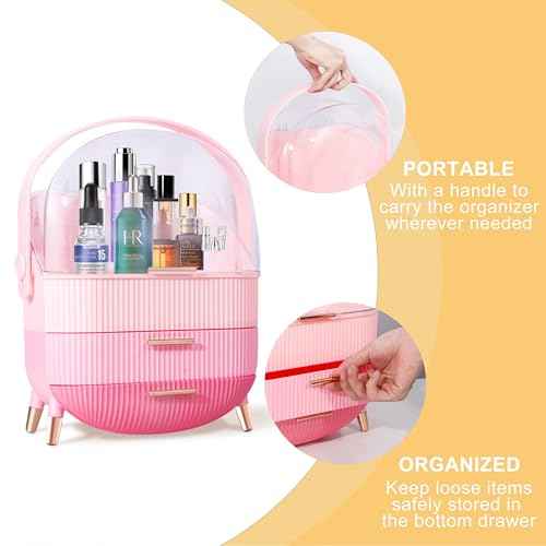 Teen Girls Gift Makeup Organizer,Skincare Organizer Jewelry Storage,Cosmetics Storage and Display Case,Make Up Holders and Organizers for Countertop,Bathroom Organizer (Triple Pink)