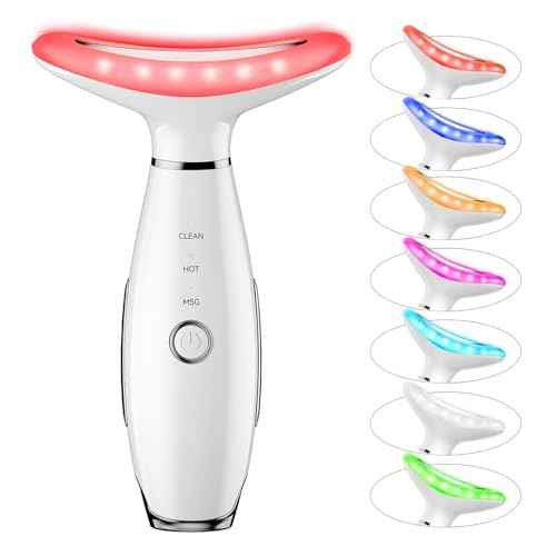 7 Color Neck Face Massager Tool, Facial Massager for Skin Care at Home, Face Sculpting Tool with Thermals, Vibration (White)