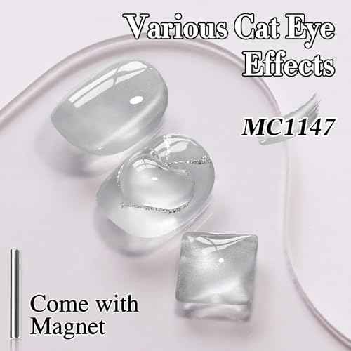 Double Rhythm 0.5 Oz Cat Eye Gel Polish with Magnet Same Color Same Bottle Holographic Glitter Shimmer Translucent Color Salon 15 ML Magnetic Nail Art (Clear Silver-MC1147)