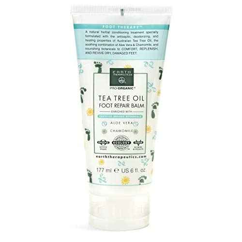 Earth Therapeutics Tea Tree Oil Foot Balm ? Australian Tea Tree Oil w/Aloe Vera & Chamomile ? Hydrates, Softens & Conditions Dry Cracked Feet, Heel and Calluses ? Soothe Irritated Skin ? 6 Oz