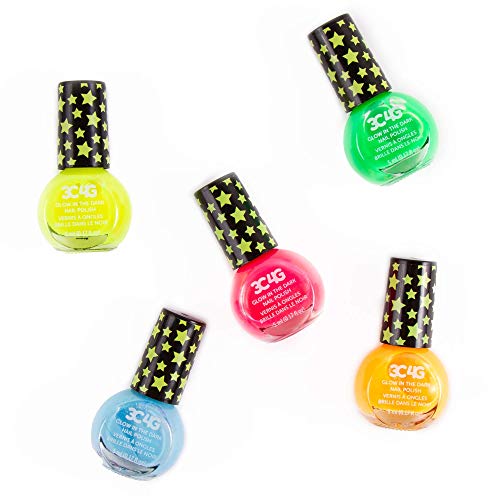 3C4G Glow in The Dark Nail Polish Set for Girls & Teens - 5 Vibrant, Non-Toxic, Fun & Safe Nail Polish Kit for Kids Ages 8+ - Perfect for Sleepovers, Parties, & Gifts by Make It Real