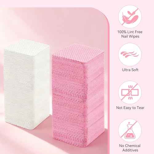 720Pcs Lint Free Nail Wipes, Nail Supplies Nail Polish Wipe, Pads Gel Nails No Lint Naile Glue Wipes Super Absorbent Soft Non-Woven for Fingernail Polish Remover Eyelash Extensions Nail Art
