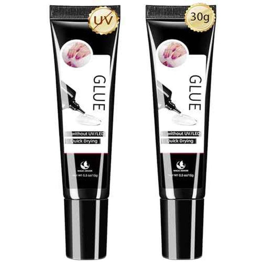 2Pcs Semi Solid Nail Glue for Press On Nail, No Need for UV Lamp Super Strong Nail Glue Quick Drying Gel Long Lasting for Fake Acrylic Nails(15g x 2)