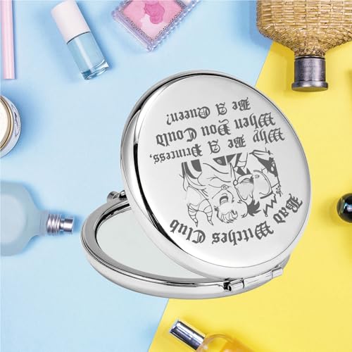 KEYCHIN Villains Club Pocket Mirror Evil Queen Fans Gifts Bad Witches Club When Be A Princess When You Could Be A Queen Compact Makeup Mirror (Bad Witches-S)