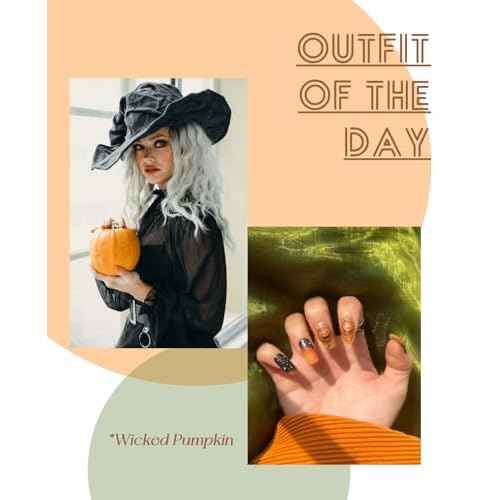 Semi Cured Gel Nail Strips, 20 pcs Nail Wraps, Glaze Stickers, Salon Quality French Manicure, Full Decal Gel Polish Strips, Long Lasting SCG, Easy on, UV Required (Wicked Pumpkin)