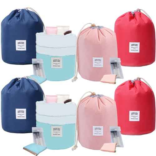 INVODA Drawstring Cosmetic Bag 8PCS Travel Makeup Bag for Women Toiletry Bag Portable Drawstring Make up Organizer Bag for Travel (8PCS)