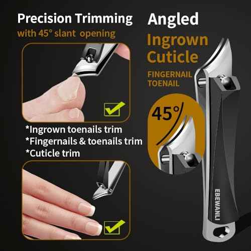 Ingrown Nail Clippers, Slanted Curved Blade Toe Nail Clippers for Ingrown Toenails & Fingernail, Stainless Steel Toenail Clippers Cutter, Angled Nail Clippers for Seniors, Men, Women