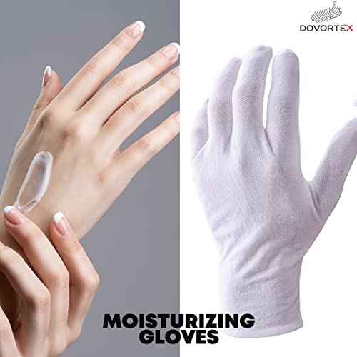 20 Pcs White Cotton Gloves for Eczema, Dry Hands, Moisturizing, Inspection, Coin Handling and Jewelry
