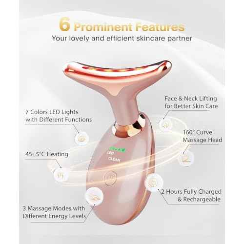 Light Based Face-Neck-Massager - 7 Color Portable Facial Massager for Skin Care, Rose Gold