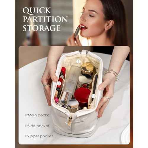 Women Gifts, Bridesmaid Gift, Initial Large Makeup Bag, Travel Essentials, Personalized Double Layer Cosmetic Bag with Makeup Brush Organizer, Toiletry Bag, Gifts for Friends Female Mom