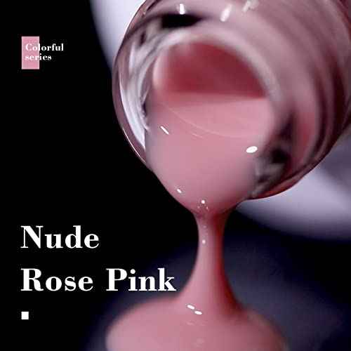 RARJSM Nude Gel Polish Sheer Rose Pink Gel Nail Polish Clear Pink French Manicure Nude Pink Jelly Nail GelPolish Varnish Curing Requires 1pcs 15ml LED UV Gel Soak Off for Home Salon Nail Art DIY