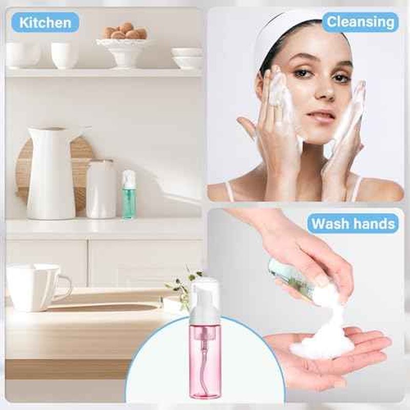2oz Travel Foam Pump Bottle, 3PCS Empty Foaming Dispenser for Hand Soap, Shampoo, Lash Cleanser (60ml)