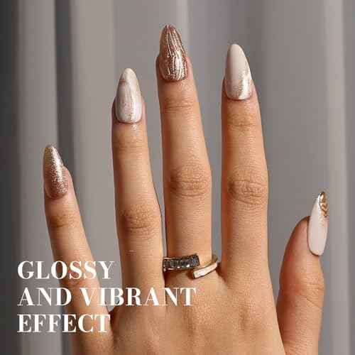 MelodySusie Sparkle Gold Gel Nail Polish,0.5fl oz Nails Soak Off UV LED Champagne Glitter Gel Polish Gift for Women Nail Art Manicure Salon DIY Nail Design Decoration at Home-z159-A2060