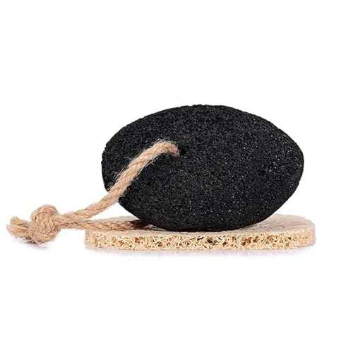 Pumice Stone Foot and Hand Scrubber - Natural Lava Stone for Callus Remover, Foot Exfoliation, Hand Scrub, Pedicure Tool, Dry Skin Remover, Promote Healthy Foot and Hand Care (Black)