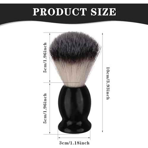 7Pcs Men Shaving Brush Wood Handle, Professional Salon Tools Hand Crafted Shaving Brush Wood Handle Black Wood Handle Shave Brushes Handmade Nylon Hair Brush for Men