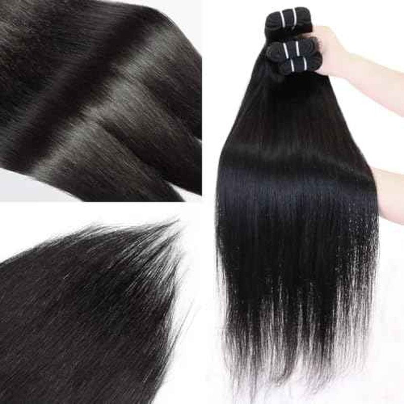 Straight Bundles Human Hair 12A Human Hair Bundles 10 12 14 Inch Straight Human Hair 3 Bundles Brazilian Hair Bundles Deals Human Hair Virgin Raw Bundles Human Hair Extensions Natural Color