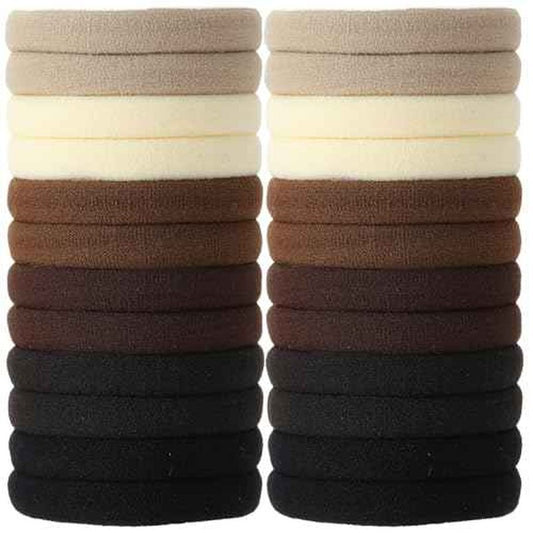 120Pcs Large Brown Nylon Hair Ties for Thick Curly Hair No Damage, Big Soft Cloth Hair Elastic Bands & Seamless Stretchy Fabric Ponytail Holders for Women Girls, Perfect for Updos & Braids