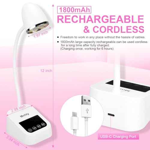 U V LED Nail Lamp, Goose Neck Flash Cure Lamp 27W Rechargeable Mini U V Light for Gel Nails, Cordless Flash Cure Light with 3 Timers&Sensor, Fast Curing Gooseneck Lamps for Gel X, Snow White