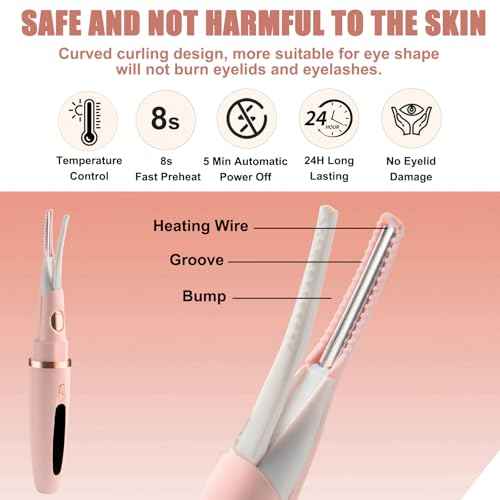 Heated Eyelash Curlers - 2 in 1 Clip- Type Heated lash Curler Best Seller Electric Eyelash Curler LED Display 3 Temp Settings for Makeup Tools USB Rechargeable Natural Curling 24H Long Lasting-Pk C1D