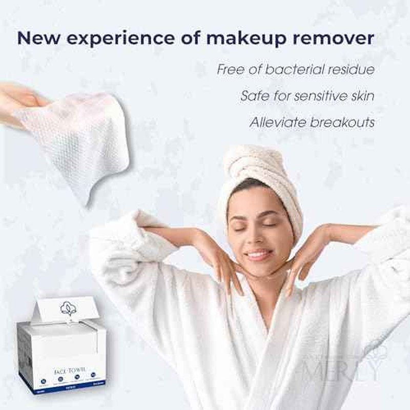 Merly¢â Disposable Face Towels, Facial Wipes Towelettes Disposable, Towels Cloth For Cleaning Face, 10"x12", 50 Counts, 1 pack, Ultra-Soft, Super Absorbent, Biodegradable