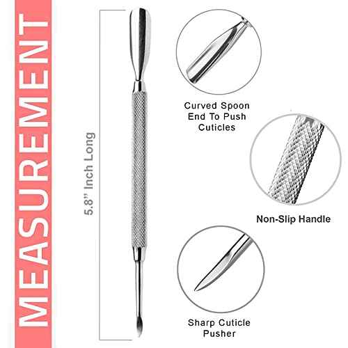 Cuticle Pusher Tools - Professional Nail Cuticle Pusher Cuticle Remover Cuticle Trimmer Spoon Shaped Nail Cleaner Dual Sided Metal Stainless Steel Manicure Pedicure for Women 4 Pack Set Krisp Beauty