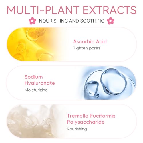 Skincare Set Sakura Teen Girls Gifts - Skin Care Set - Skincare for Teens 10-12 Hydrating - Travel Size Facial Kit for Women with Cleanser,Serum,Cream,Bunny Headband,Cleansing Brush£¨5pcs£©