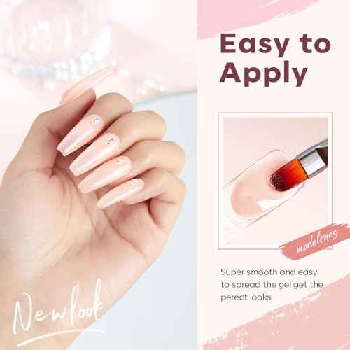 modelones Poly Gel Nail Kit 6 Colors with 8 W Nail Lamp Extension Gel Kit Jelly Milky White Pink Nude Complete Tools Beginner Thickening Solutions DIY at Home for Women